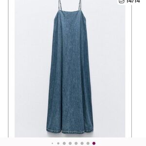 Zara Women TRF DENIM Strappy
MIDI MAXI DRESS, DISTRESSED HEMLINE- Blue M